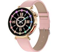 ET490 smartwatch, montre sport, écran HD 1,27 pouces, fitness tracker, plusieurs modes sportifs, bracelet en cuir, rose