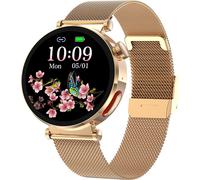 ET490 smartwatch, montre sport, écran HD 1,27 pouces, fitness tracker, plusieurs modes sportifs, bracelet acier, or