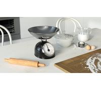 ETA Balance de cuisine STORIO ETA577790020 rétro noir, analogique, design tout métal avec un plateau en inox, jusqu'à 5kg