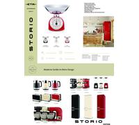 ETA Balance de cuisine STORIO ETA577790030 Retro rouge, 2l, analogique, design tout en métal avec un bol en acier inoxydable