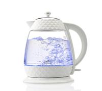 ETA Bouilloire design Crystal I Puissance 2200 W I Volume 1,7 l I Filtre détartrant I Indicateur de niveau d'eau I Indicateur de fonctionnement LED I Couvercle amovible I Blanc