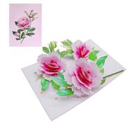 ETA F41 Carte pop-up 3D 3 fleurs de pivoine pour amie, petite amie, épouse, maman, grand-mère, fête des mères, anniversaire de mariage, Thinking of You, Thank You