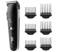 ETA Jasper Tondeuse à cheveux multifonction I Lame en titane céramique I 0,7-30 mm I Longueur de coupe I 6 embouts I Batterie Li-ion (60 min) I Fonctionnement sur batterie/secteur I Noir