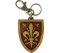 Etabeta Artigiano Toscano Porte-clés Lily de Florence gravé en cuir véritable, tamponné et fini à la main - Porte-clés auto Idea Cadeau - Fabriqué en Italie