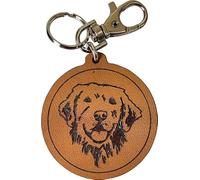 Etabeta Artigiano Toscano Porte-clés pour chien gravé en cuir véritable fabriqué en Italie, Golden Retriever, Std