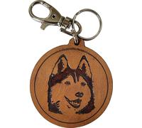 Etabeta Porte-clés Chien gravé en véritable cuir artisanal toscan - Fabriqué en Italie, Husky, Std