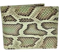 Etabeta Portefeuille homme en cuir véritable de python certifié CITES avec porte-monnaie - Python Molurus Front Cut Peint Vert et Marron - Fabriqué en Italie Artigiano Toscano, Vert marron - Pattern 1