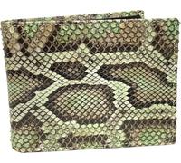 Etabeta Portefeuille homme en cuir véritable de python certifié CITES avec porte-monnaie - Python Molurus Front Cut Peint Vert et Marron - Fabriqué en Italie Artigiano Toscano, Vert marron - Pattern 3