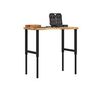 Etabli 100x60x(73-99,5) cm bois de chêne massif rectangulaire, table de travail, poste de travail, table de travail en bois, établi en bois