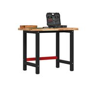 Etabli 100x60x83 cm bois massif d'acacia rectangulaire, table de travail, poste de travail, table de travail en bois, établi en bois