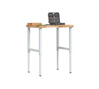 Etabli 80x60x(73-99,5) cm bois de chêne massif rectangulaire, table de travail, poste de travail, table de travail en bois, établi en bois
