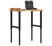 Etabli 100x60x(73-99,5) cm bois de chêne massif rectangulaire, table de travail, poste de travail, table de travail en bois, établi en bois