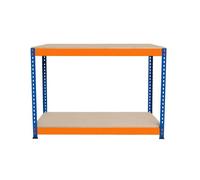 Établi Ajustable à 2 Niveaux S-Rax, Plan de Travail en Bois Aggloméré Robuste, Capacité 300kg, Bricolage Atelier Garage, Assemblage Sans Boulons, Pieds en Caoutchouc, 6 Renforts [90cm x 45cm x 90cm]