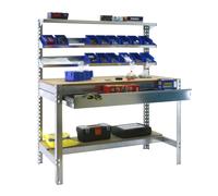 Etabli atelier Bois Métal avec tiroir de rangement 1440x900x750mm galva 4 niveaux agglo 400kg en kit (BT-1 BOX 900)