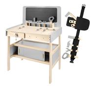 Etabli Enfant en Bois Atelier Bricolage Bricolage + de 50 Pièces , Ceinture à Outils pour Visser, Dévisser & Réparer