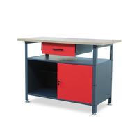 Etabli Atelier Garage avec Plan de Travail Tiroir Compartiment Verrouillable Pieds réglables 120 cm x 60 cm x 85 cm