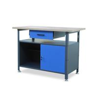 Etabli Atelier Garage avec Plan de Travail Tiroir Compartiment Verrouillable Pieds réglables 120 cm x 60 cm x 85 cm Anthracite-Bleu