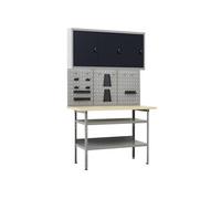 vidaXL Établi avec 3 panneaux muraux et 1 armoire