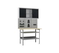 vidaXL Établi avec 3 panneaux muraux et 1 armoire