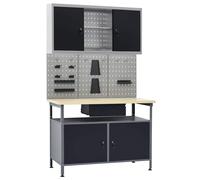 Établi avec 3 Panneaux Muraux et 1 Armoire Table de Travail Atelier vidaXL