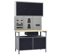 Établi avec 3 Panneaux Muraux et 1 Armoire Table de Travail Atelier vidaXL