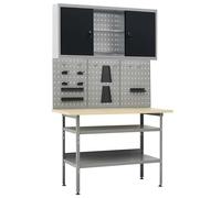 Établi avec 3 Panneaux Muraux et 1 Armoire Table de Travail Atelier vidaXL