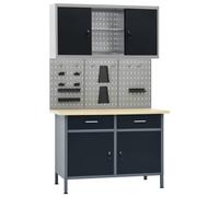 Établi avec 3 Panneaux Muraux et 1 Armoire Table de Travail Atelier vidaXL