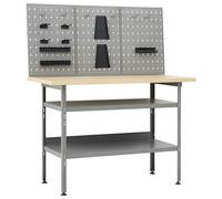 vidaXL Établi 3 panneaux muraux – Acier et bois – 300 kg – 120x60x85 cm