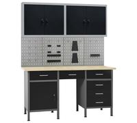 Établi avec 4 Panneaux Muraux et 2 Armoire Table de Travail Ateliers vidaXL