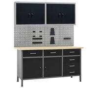 Établi avec 4 Panneaux Muraux et 2 Armoire Table de Travail Ateliers vidaXL