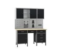 vidaXL Établi avec 4 panneaux muraux et 2 armoires Gris G