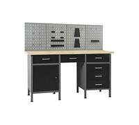 vidaXL Établi 3053429 avec 4 panneaux muraux, porte-outils et rangement – Noir G
