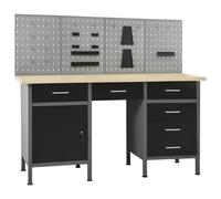 Établi avec 4 Panneaux Muraux Table de Travail Bricolage Atelier Garage vidaXL