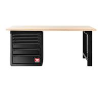 Établi avec plateau bois et meuble bas 6 tiroirs - noir - RWS2 - FACOM - RWS2-2MW6DBS