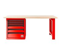 Établi avec plateau bois et meuble bas 6 tiroirs - rouge - RWS2 - FACOM - RWS2-2MW6D