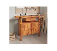 Etabli avec tiroir et étaux 124x52x83 cm Bois massif d'acacia 153321