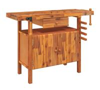 Établi avec tiroir et étaux 124x52x83 cm Bois massif d'acacia