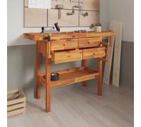 Établi avec Tiroir et Étaux Banc d'Atelier Bricolage Bois Massif d'Acacia vidaXL