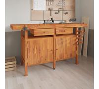 Établi avec Tiroir et Étaux Banc d'Atelier Bricolage Bois Massif d'Acacia vidaXL