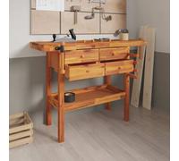 Établi avec Tiroir et Étaux Banc d'Atelier Bricolage Bois Massif d'Acacia vidaXL