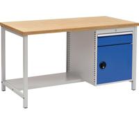 Bedrunka+Hirth Établi gris clair,RAL 7035/bleu séc.,RAL 5005 l.1500xH859xP750 mm hêtre Multiple Quantité:1