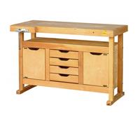 Outifrance - Etabli bois de menuisier L:1,20m (2 portes + 4 tiroirs) + Presse horizontale Bois G