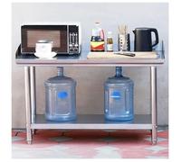 Établi Commercial En Acier Inoxydable Avec Étagère De Rangement Table De Préparation De Cuisine À Deux Niveaux + Pare-éclaboussures Comptoir De Préparation Des Commandes À Emporter Pour Restaurant