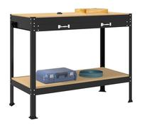 Établi d’Atelier, Table de Travail Bricolage Établi Atelier Garage Noir 114 x 54 x 91 cm Bois d'ingénierie et métal
