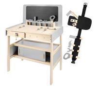 Etabli de Bricolage - MAMABRUM - Enfant en Bois - 50 pièces - Dimensions 36x29x43 cm - Couleurs douces