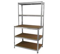 Etagère de Rangement en Acier Galvanisé Gris - 5 Tablettes - 100x180x60cm