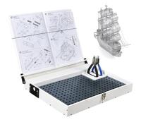Établi de modélisme Portable, Station de Loisirs créatifs avec bac à poussière extractible et Plaque supérieure en métal, Organisateur de Support à Outils Pliable pour l'assemblage de Peinture