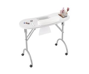 Établi De Soin Des Ongles 2 En 1 - Table à Ongles Professionnelle - Aspirateur Intégré Pour Ongles + 3 Sacs d'Aspirateur - Table De Manucure Pliable Avec Ventouse - Kit Débutant