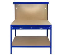 Etabli Bleu Métallique de Travail avec Tiroirs & Panneaux Perforés LED Bleu G