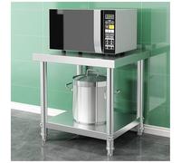 Établi Double Table de Préparation des Aliments Étagères de Rangement Ouvertes avec Niveaux Réglables Établi en Acier Inoxydable Table en Métal for Usage Domestique Commercial(15.7*15.7*31.5in)